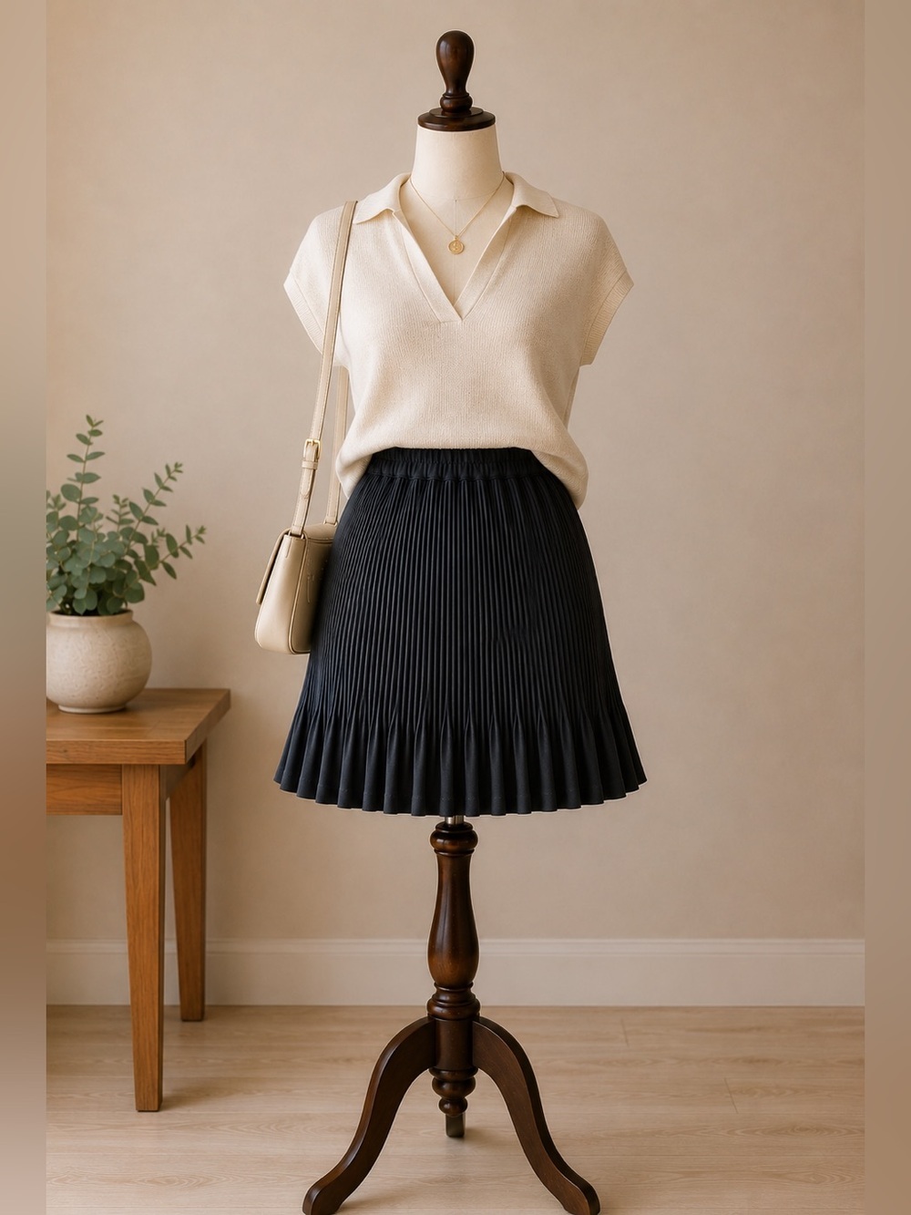 Vintage Sandro Paris Black Micro Pleated Mini Skirt Made in France Size 2 Y2K